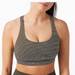 Olive and White Stripe Energy Bra Size 6